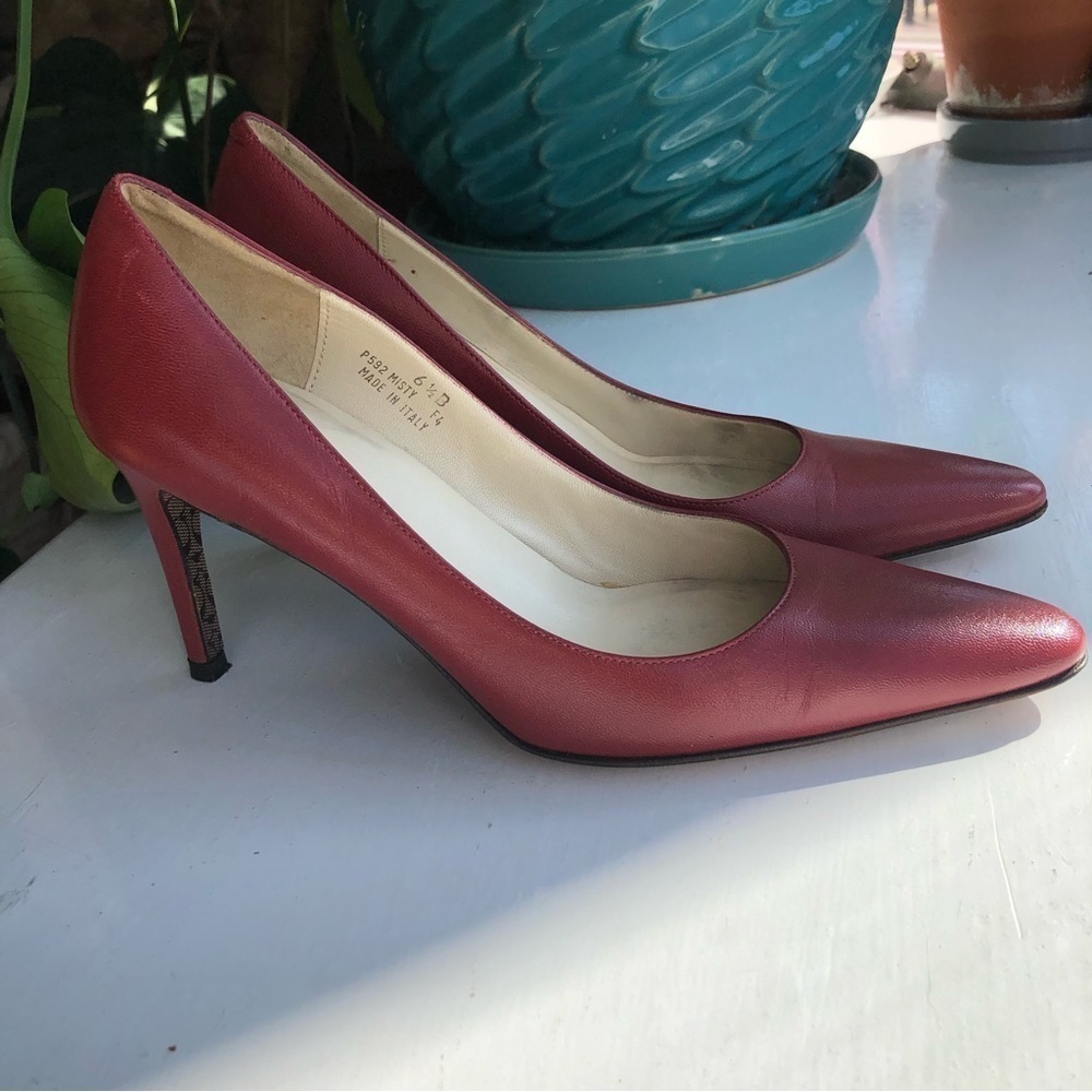 Vintage Coach Red Leather Point toe stilleto pumps heel shoes 7